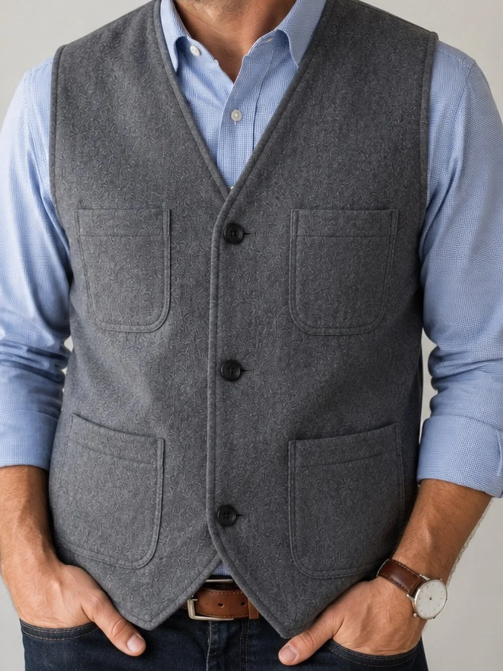 Levi's Gray Wool Blend Utility Vest Quilted Lined Men's XL